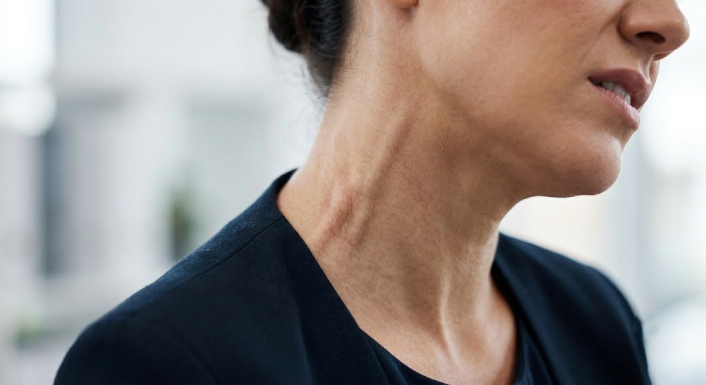 Tension and stress manifesting in neck muscles